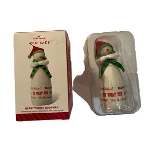 2014 Hallmark Ornament - Merry Wishes Snowman - Limited Edition - Porcelain